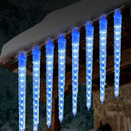 8-Pack Solar-Powered Icicle Lights - Outdoor Christmas Decoration with Solar Charging, Auto-Cycling On/Off, No Wiring Needed, for Garden, Roof, Tree, Party - Energy-Efficient Solar icicle lamps (192 SMD LEDs, 5.3m/17.5ft, Dur