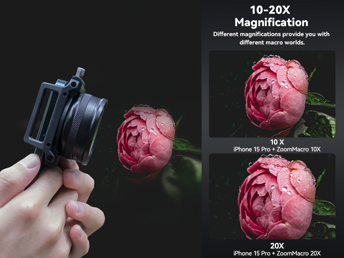 APEXEL 10-20x Zoom-Makroobjektiv-Set, Makrofotografie mit Smartphone und Universalclip für iPhone, Samsung, Xiaomi und die meisten anderen Smartphones
