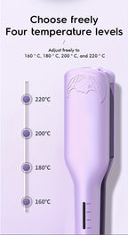 Lockenstab mit Kreppfunktion, Wellen-Lockenstab mit Kreppfunktion, Lockenstab für tiefe Wellen mit 2 Aufsätzen für Damen, geeignet für breite und tiefe Wellen, Geschenkidee für Frauen, Geburtstagsgeschenk, Muttertagsgeschenk, Pur