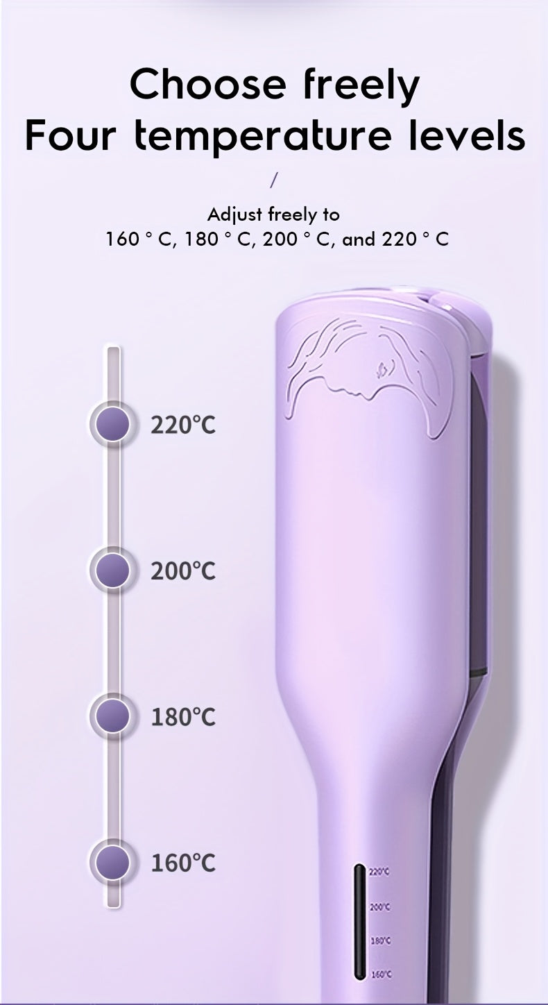 Lockenstab mit Kreppfunktion, Wellen-Lockenstab mit Kreppfunktion, Lockenstab für tiefe Wellen mit 2 Aufsätzen für Damen, geeignet für breite und tiefe Wellen, Geschenkidee für Frauen, Geburtstagsgeschenk, Muttertagsgeschenk, Pur
