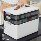 1 Stück / Große, tragbare Erste-Hilfe-Aufbewahrungsbox mit 3 Fächern, mehrlagiger Organizer für medizinisches Set mit Griff und Deckel, herausnehmbare Fächer, 34 x 22 x 25,5 cm