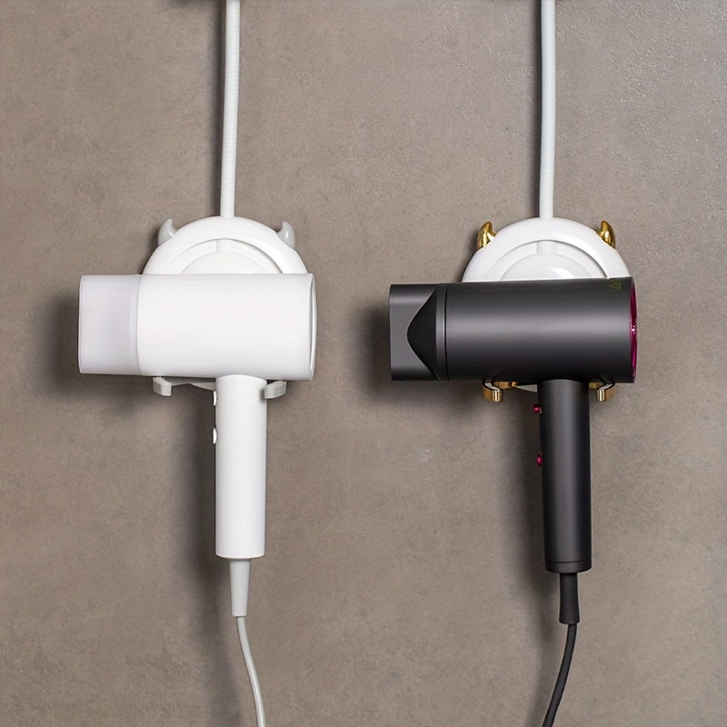 1 Stück universelle, spurlose Wandhalterung für Haartrockner, Haartrocknerhalterung für Badezimmer ohne Bohren, 360° verstellbarer, freihändiger Haartrocknerhalter aus Kunststoff, Badezimmerzubehör