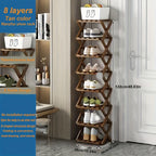 Adjustable & Foldable Bamboo Shoe Rack - Space-Saving 3-9 Tier Shoe Organizer for Small Spaces, No-Install Expandable Design for Home & Office, Natural Wood Finish, Shoe Storage Organizer