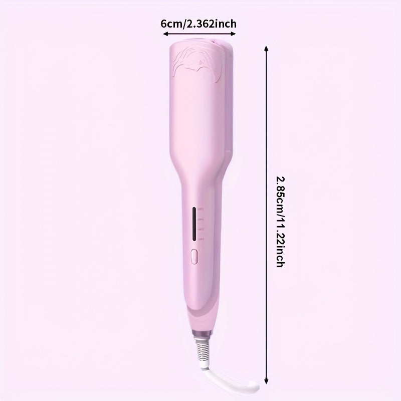 Lockenstab mit Kreppfunktion, Wellen-Lockenstab mit Kreppfunktion, Lockenstab für tiefe Wellen mit 2 Aufsätzen für Damen, geeignet für breite und tiefe Wellen, Geschenkidee für Frauen, Geburtstagsgeschenk, Muttertagsgeschenk, Pur