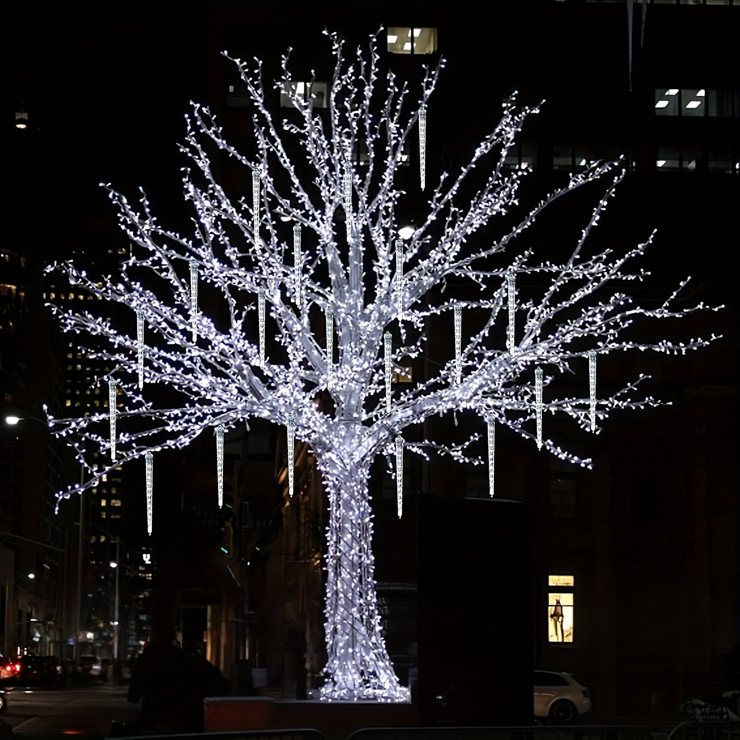 8-Pack Solar-Powered Icicle Lights - Outdoor Christmas Decoration with Solar Charging, Auto-Cycling On/Off, No Wiring Needed, for Garden, Roof, Tree, Party - Energy-Efficient Solar icicle lamps (192 SMD LEDs, 5.3m/17.5ft, Dur