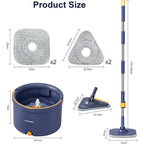 Wischmopp-Set mit Eimer, 2-in-1-Bodenwischer und Fensterwischer (132 cm) – 2-Kammer-System zur Trennung von Schmutz und Frischwasser mit 4 Mikrofaser-Wischpads für die Fenster- und Bodenreinigung