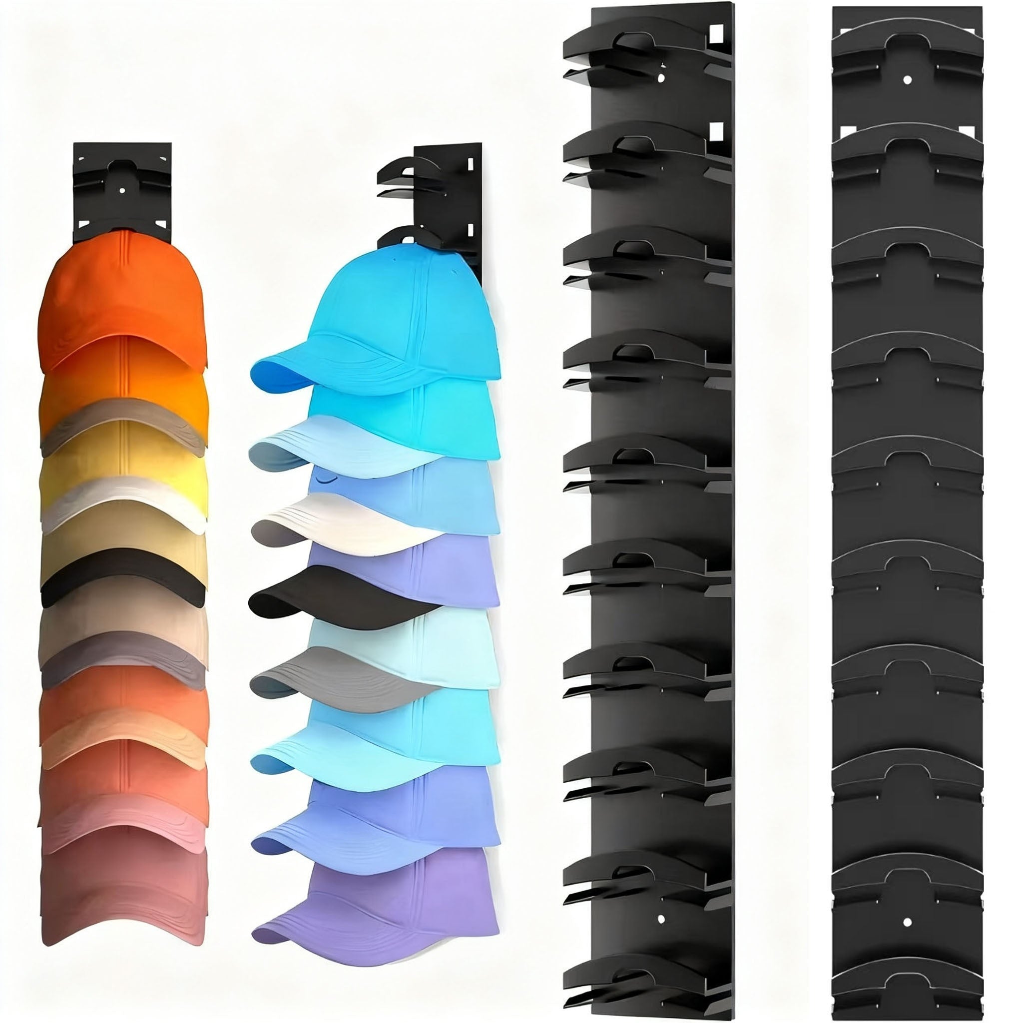 Mehrstöckiges, wandmontiertes Aufbewahrungsregal für gängige Baseballkappen