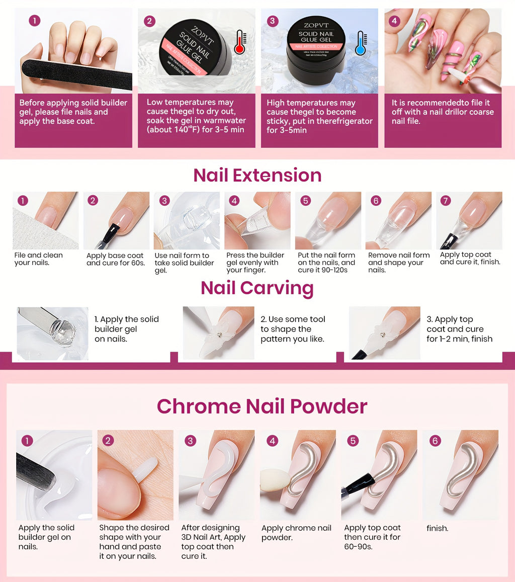 2pcs Transparent 3D Sculpting Gel Set - Non-Stick Hand Carving Gel, Suitable for Nail Art, 3D Flower Designs, and Salon Supplies, Nail Sculpting Gel, Gel Nail Kits, Nail Molding Gel, Beauty Professionals, DIY Manicure Lovers