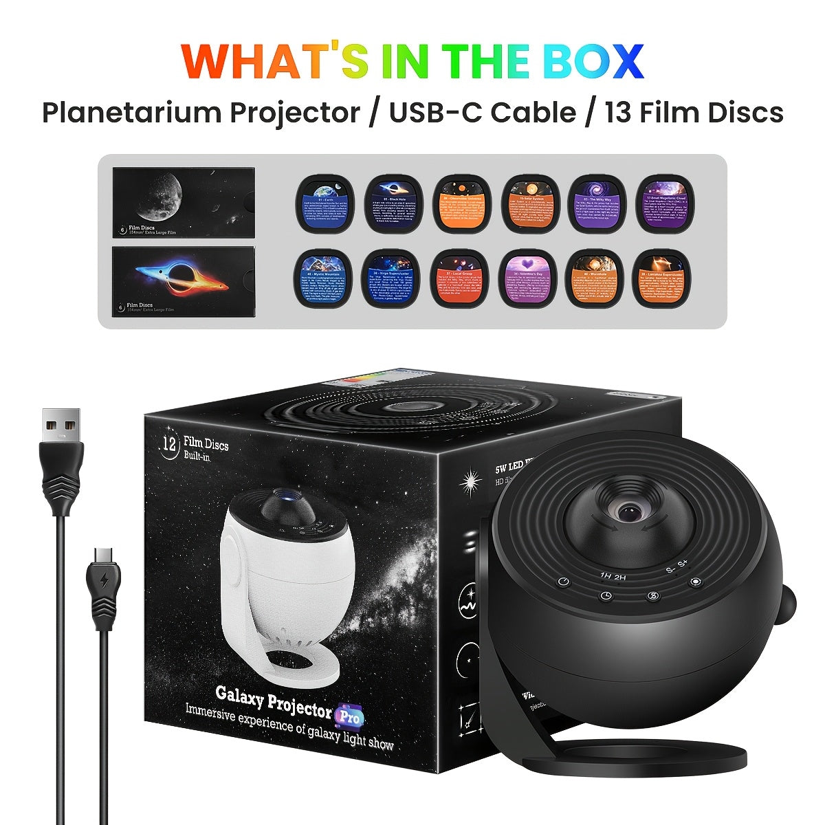 2025 Neueste Pro-Version Sternenhimmel-Projektionsglobus-Nachtlicht, 13 klare Scheiben, Sternenfluss, Vulkan und Liebesscheiben, 73 % größer, Projektionsreichweite um 48 % erhöht, Timerfunktion, Bildrotationsfunktion, Geeignet für Schlafzimmer
