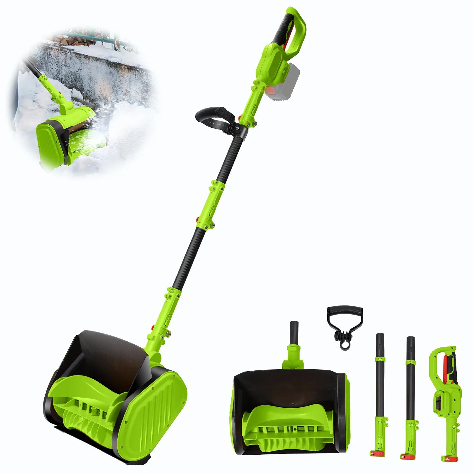 12 Zoll bürstenloser elektrischer Schneefräse, Schneekehrmaschine, LED-Anzeige, faltbar mit Rädern und 3-Richtungsrutsche für 18-V-Akku von Makita