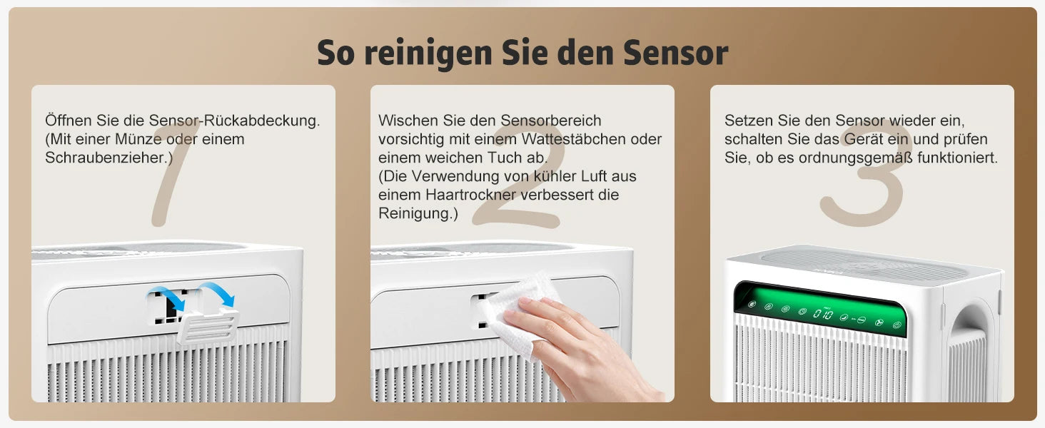 3-in-1 Pro HEPA H13 Luftreiniger – 100 m², 400 m³/h CADR, PM2.5-Sensor & leiser Schlafmodus