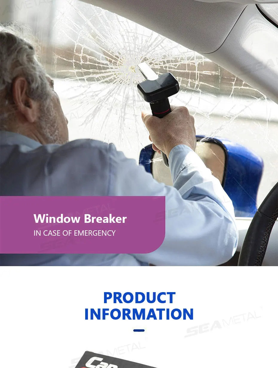 SEAMETAL Tragbarer Auto-Hilfsgriff für ältere Menschen, 180 kg belastbarer 3-in-1-Autogriff/Notfallhammer ‌   Rutschfest, kratzfrei