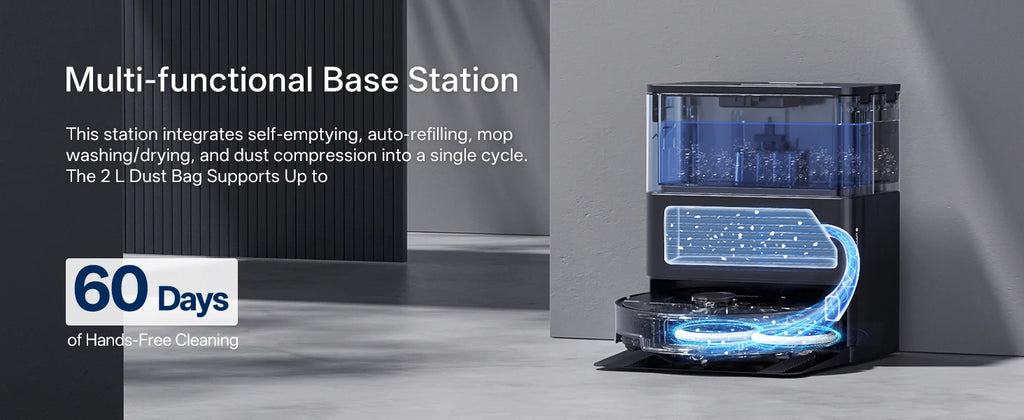 JONR X1 Roboterstaubsauger mit 20000Pa Ultra-Saugkraft, Wischfunktion, Automatischem Waschen und Trocknen, Staubsammlung: Steuerung über App und Stimme