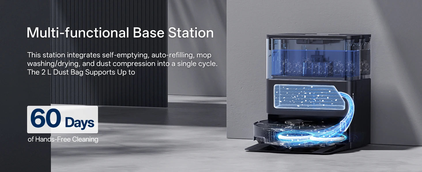 JONR X1 Roboterstaubsauger mit 20000Pa Ultra-Saugkraft, Wischfunktion, Automatischem Waschen und Trocknen, Staubsammlung: Steuerung über App und Stimme