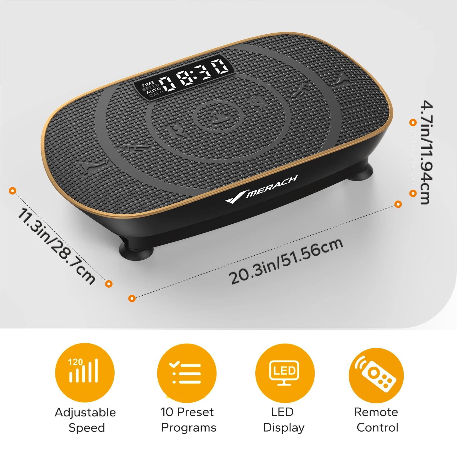 MERACH Vibrationsplatte CV30 / CV30PRO – Ganzkörpertraining, Fernbedienung, LED, bis 136kg, 4 Farben