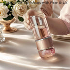 Thermoskanne Borosilikatglas – Doppelwandig, 350 ml, Schwarz/Gold/Pink