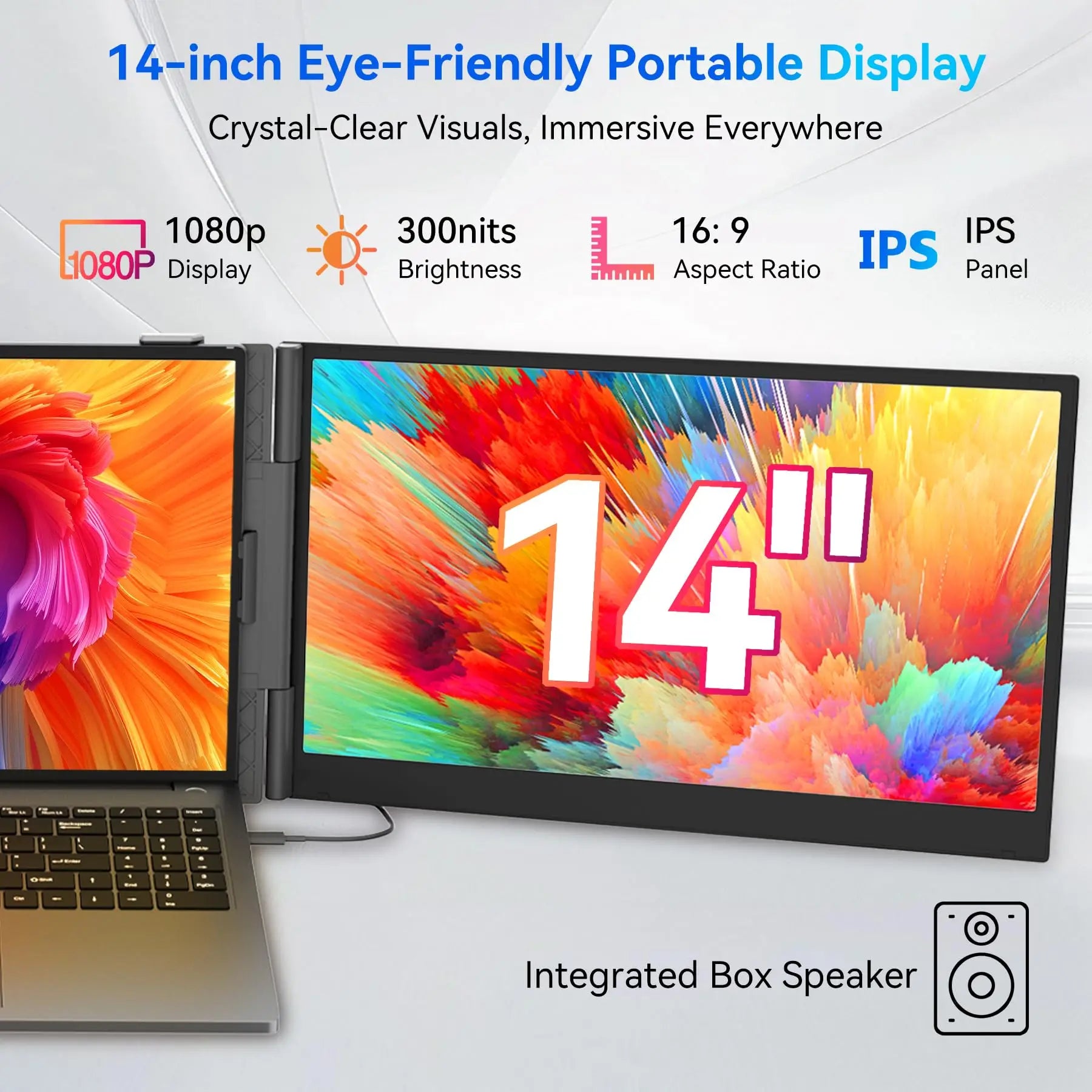 Blackview DCM6, Dreifach-Laptop-Bildschirmerweiterung, 14" 1080P FHD IPS-Display, tragbar, für 13-17"-Laptops