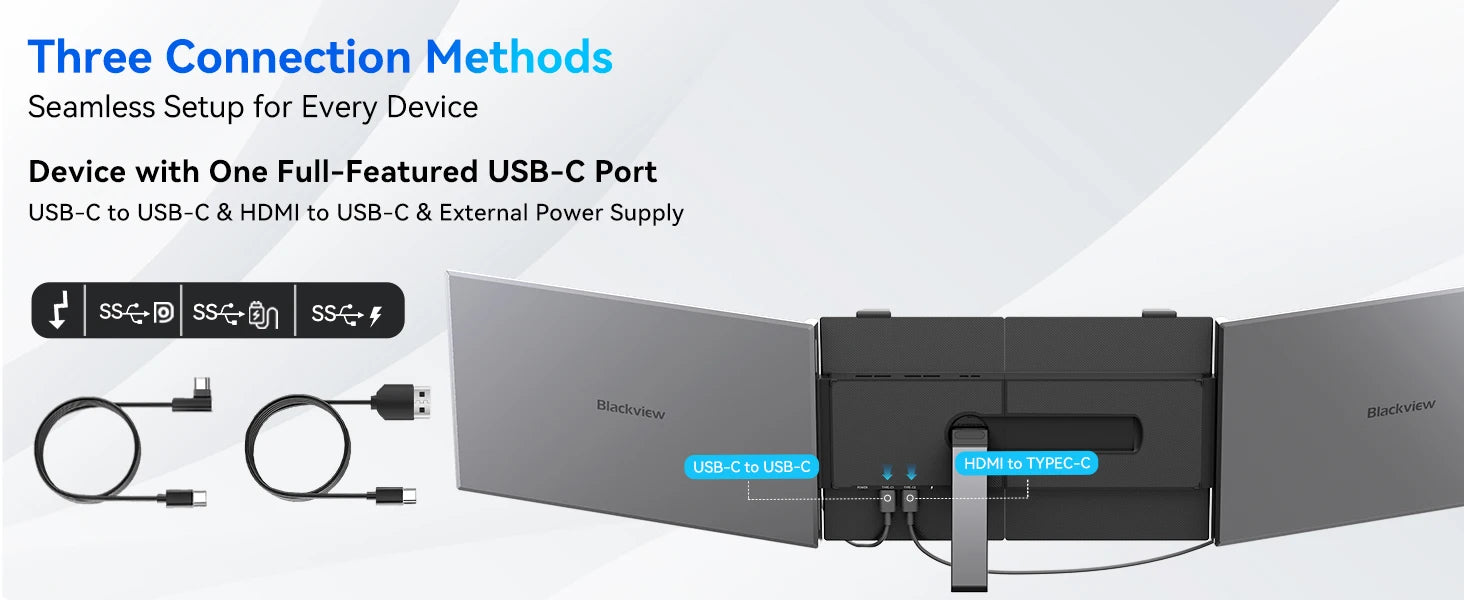 Blackview DCM6 Dreifach-Laptop-Bildschirmerweiterung, 14" 1080P FHD IPS-Display