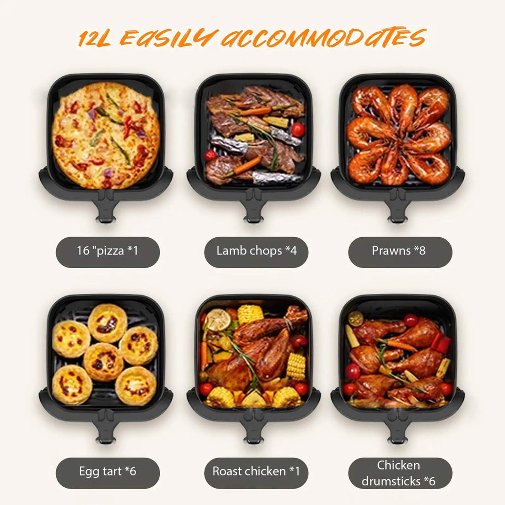 1400w 8l Luft fritteuse Edelstahl sichtbar große Kapazität Elektro ofen Touch Glas multifunktion ale elektrische Fritte use