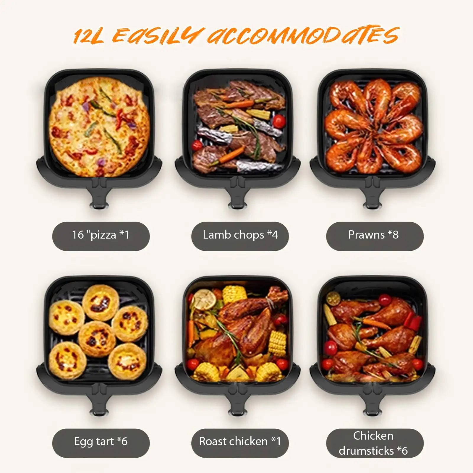 1400w 8l Luft fritteuse Edelstahl sichtbar große Kapazität Elektro ofen Touch Glas multifunktion ale elektrische Fritte use