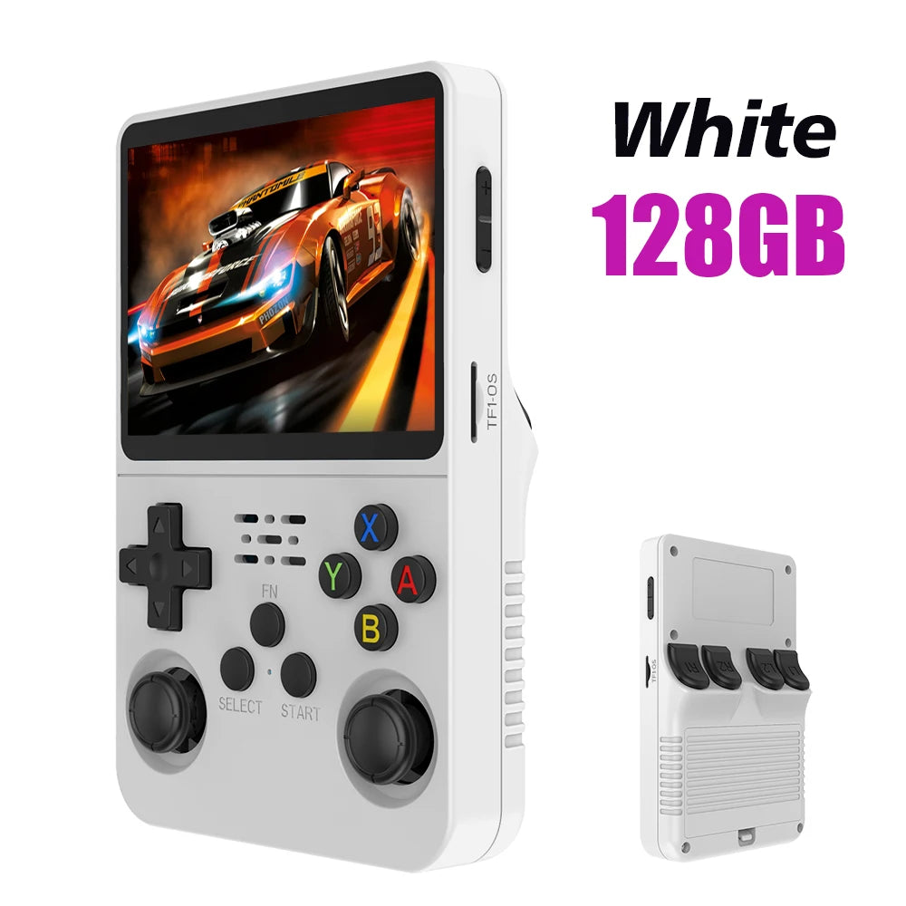 128G R36S Retro Handheld Videospielkonsole, Linux System, 3,5 Zoll IPS Bildschirm R35s Pro, Tragbarer Taschenvideoplayer, 64GB Spiele