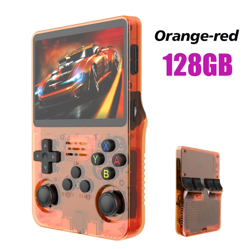 128G R36S Retro Handheld Videospielkonsole, Linux System, 3,5 Zoll IPS Bildschirm R35s Pro, Tragbarer Taschenvideoplayer, 64GB Spiele