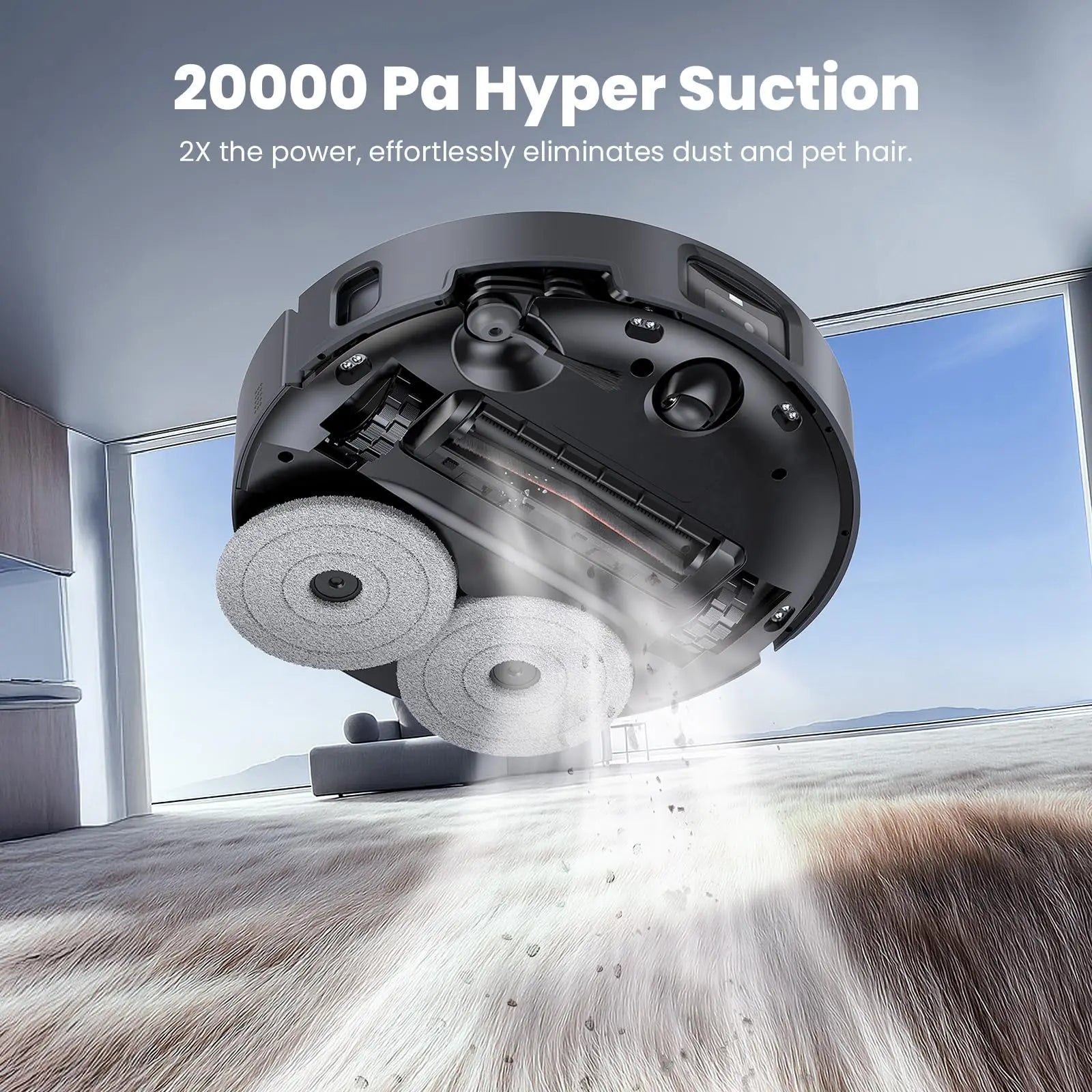 JONR X1 Roboterstaubsauger mit 20000Pa Ultra-Saugkraft, Wischfunktion, Automatischem Waschen und Trocknen, Staubsammlung: Steuerung über App und Stimme