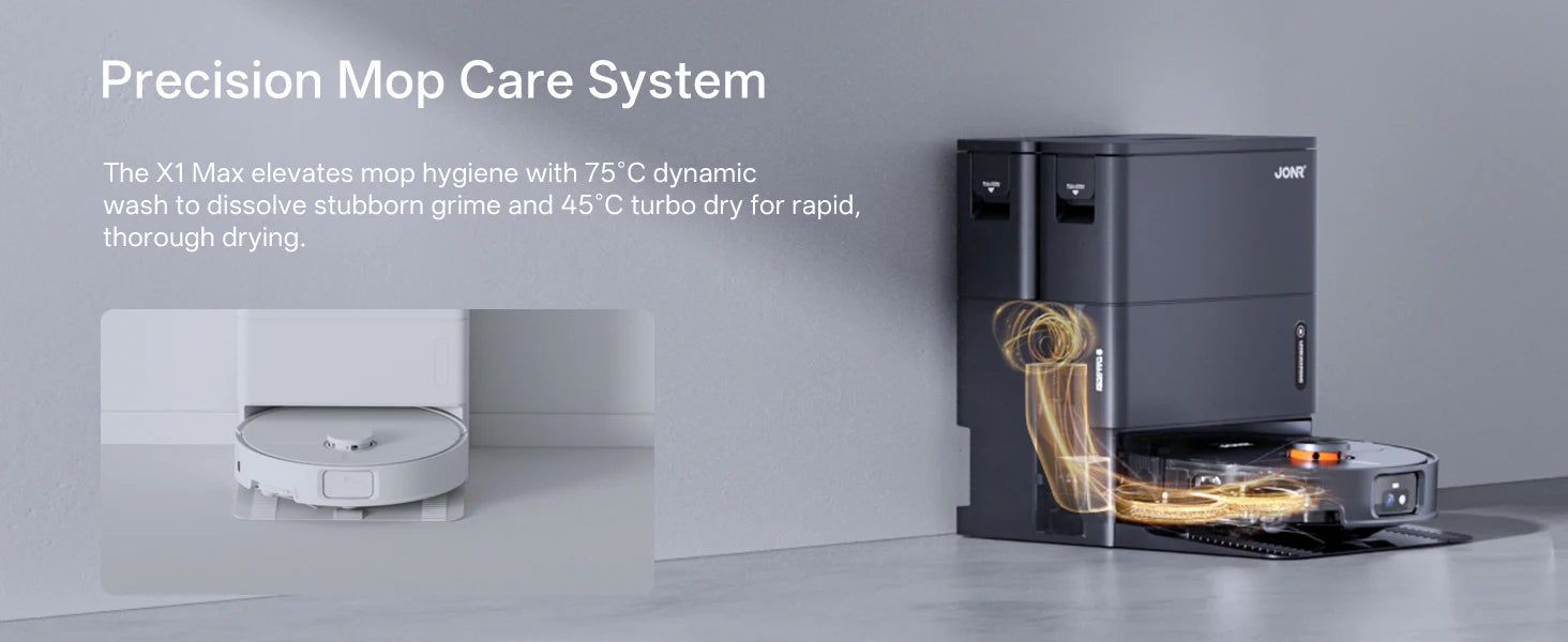 JONR X1 Roboterstaubsauger mit 20000Pa Ultra-Saugkraft, Wischfunktion, Automatischem Waschen und Trocknen, Staubsammlung: Steuerung über App und Stimme