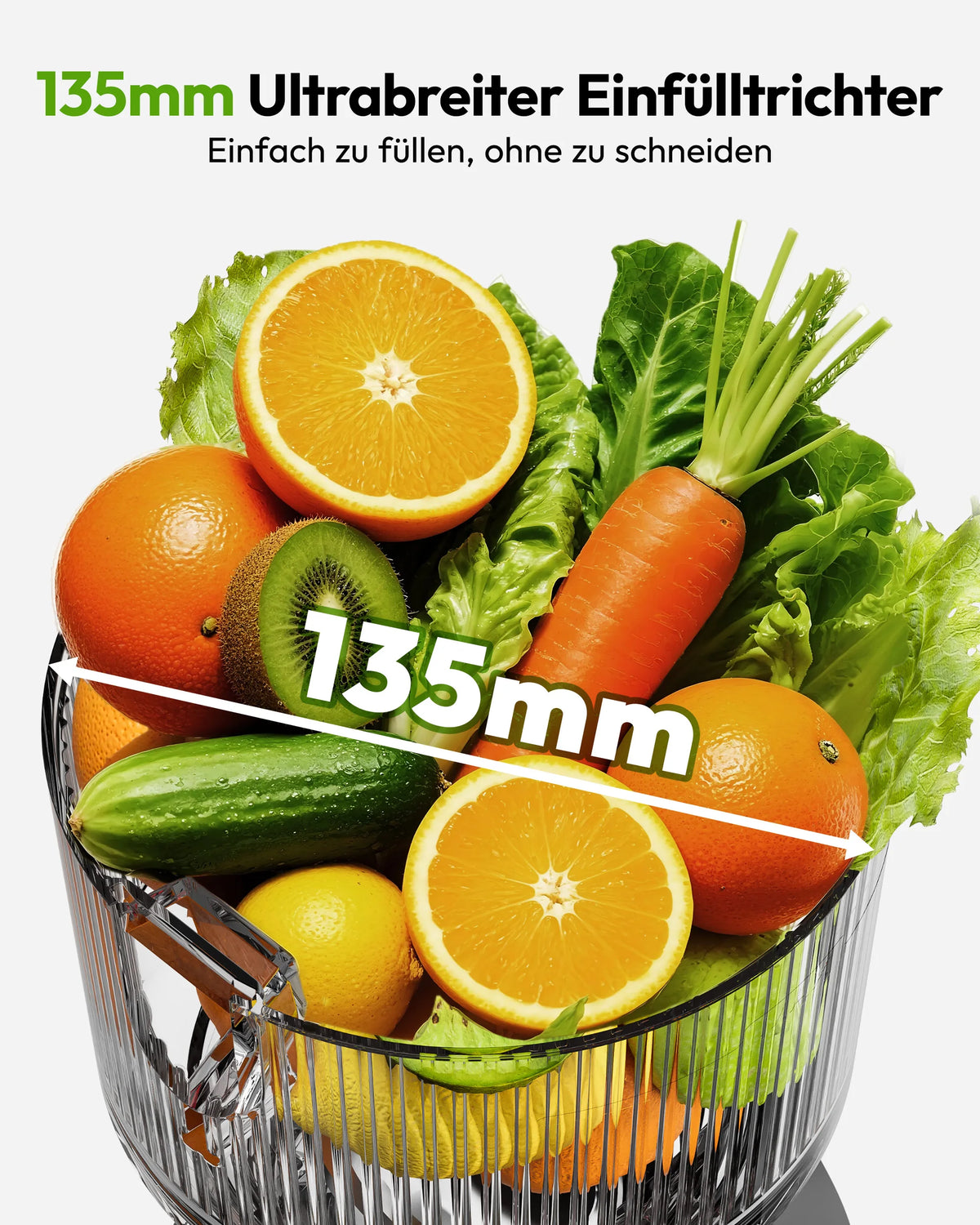EUHOMY Cold-Press-Entsafter – 220W, Triple-Filter, 135mm Einfüllschacht, 1,8L | CE & RoHS | Obst & Gemüse | Schwarz