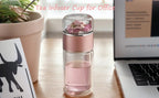 Thermoskanne Borosilikatglas – Doppelwandig, 350 ml, Schwarz/Gold/Pink