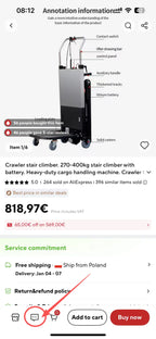 Raupentreppenkletterer. 270-400 kg Treppensteiger mit Batterie