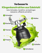 EUHOMY Cold-Press-Entsafter – 220W, Triple-Filter, 135mm Einfüllschacht, 1,8L | CE & RoHS | Obst & Gemüse | Schwarz