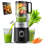 EUHOMY Cold-Press-Entsafter – 220W, Triple-Filter, 135mm Einfüllschacht, 1,8L | CE & RoHS | Obst & Gemüse | Schwarz