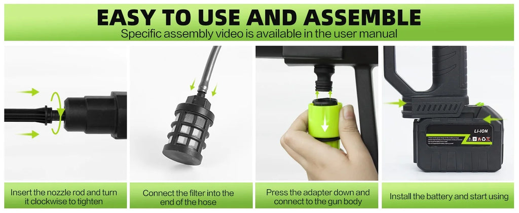 120Bar Bürstenlose Hochvolt-Autowaschpistole 6-in-1 Elektrische Gartenreinigung Spritzpistole fair für Makita 21V Batterie