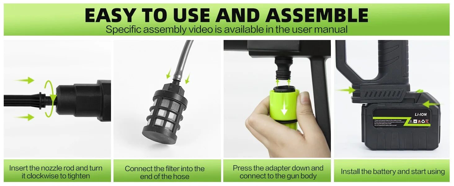 120Bar Bürstenlose Hochvolt-Autowaschpistole 6-in-1 Elektrische Gartenreinigung Spritzpistole fair für Makita 21V Batterie