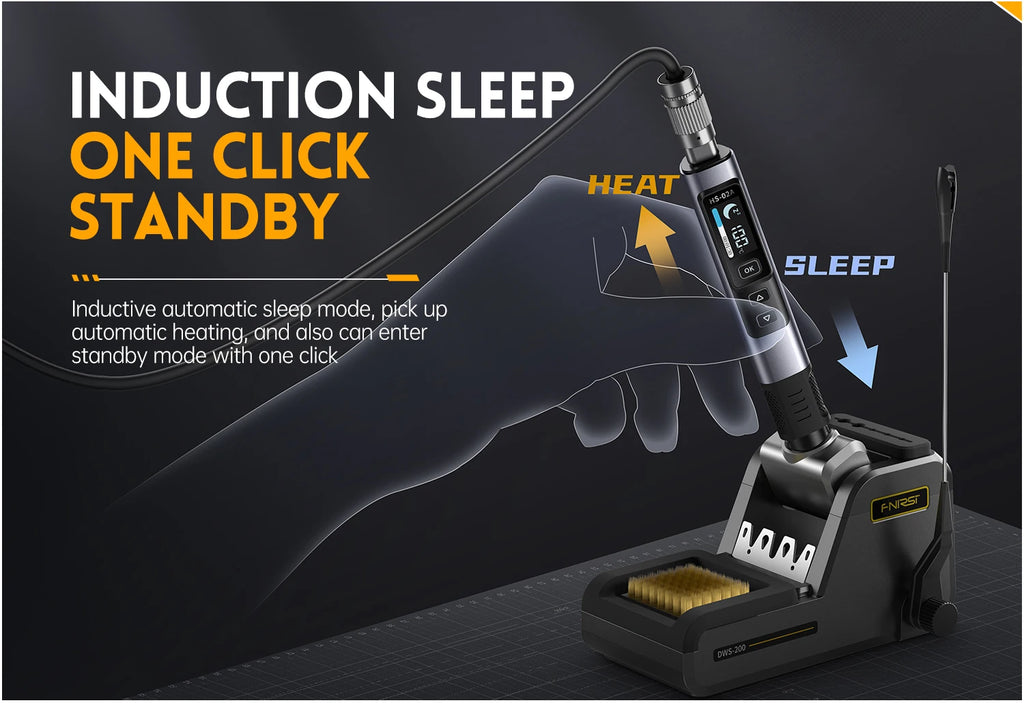 FNIRSI HS-02 Tragbares Wärme-Werkzeugkastenset, 100 W Leistung, einstellbare Temperatur, schnelle Erwärmung, Reparaturausrüstung, 100–450 ℃   für DIY-Reparatur