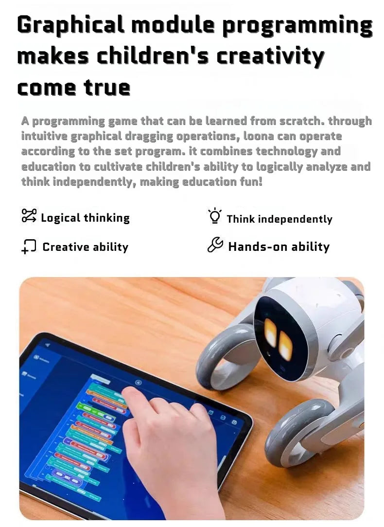 Loona Smart Pet Robot Niedlicher AI-Roboter, emotionale Roboter, interaktive Sprachsteuerung, Gestensensoren, Heimüberwachung, mehrsprachige Unterstützung K