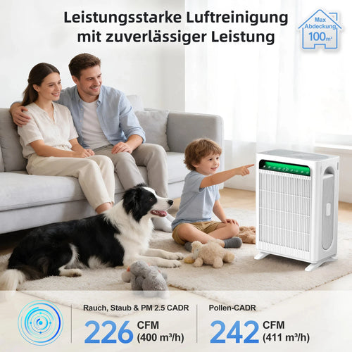 3-in-1 Pro HEPA H13 Luftreiniger – 100 m², 400 m³/h CADR, PM2.5-Sensor & leiser Schlafmodus