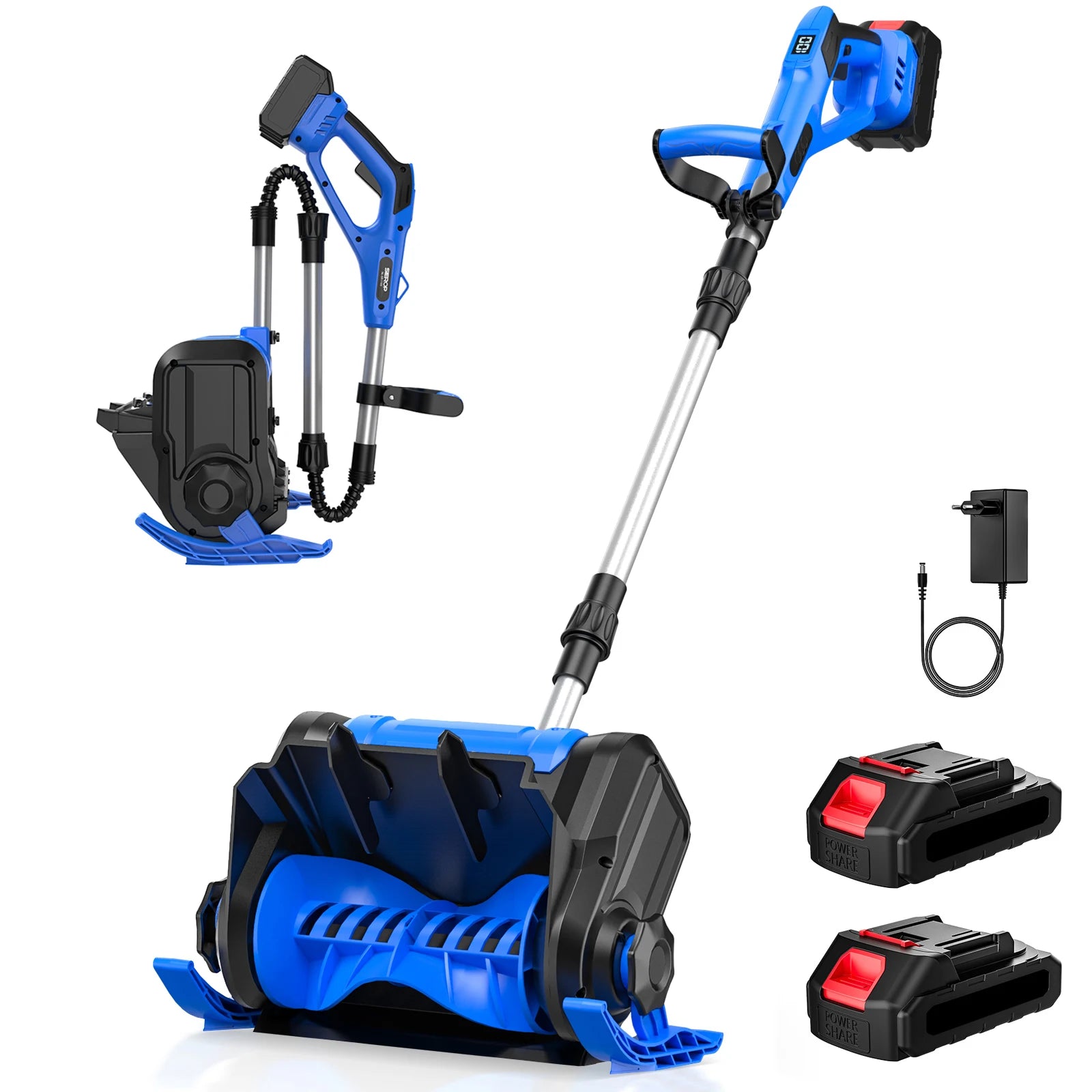 12 Zoll bürstenloser elektrischer Schneefräse, Schneekehrmaschine, LED-Anzeige, faltbar mit Rädern und 3-Richtungsrutsche für 18-V-Akku von Makita