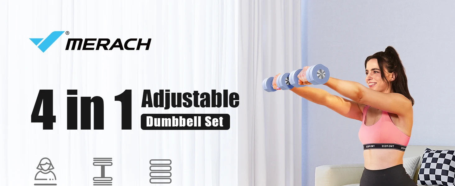 MERACH verstellbares Hantel-Set mit 2 Stück, 4-in-1-Handgewichte für Frauen zu Hause, freie Hanteln, jeweils 2,2 Pfund, 4,4 Pfund, 6,6 Pfund, 8,8 Pfund