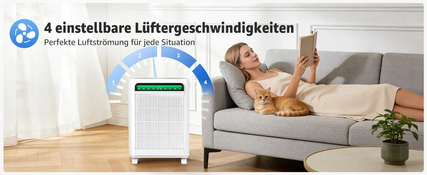 3-in-1 Pro HEPA H13 Luftreiniger – 100 m², 400 m³/h CADR, PM2.5-Sensor & leiser Schlafmodus