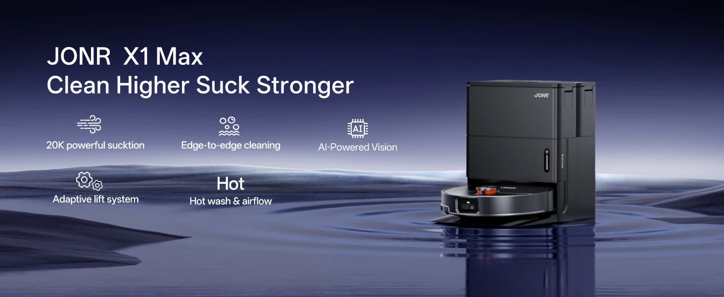 JONR X1 Roboterstaubsauger mit 20000Pa Ultra-Saugkraft, Wischfunktion, Automatischem Waschen und Trocknen, Staubsammlung: Steuerung über App und Stimme