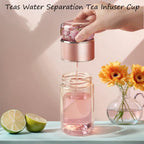 Thermoskanne Borosilikatglas – Doppelwandig, 350 ml, Schwarz/Gold/Pink