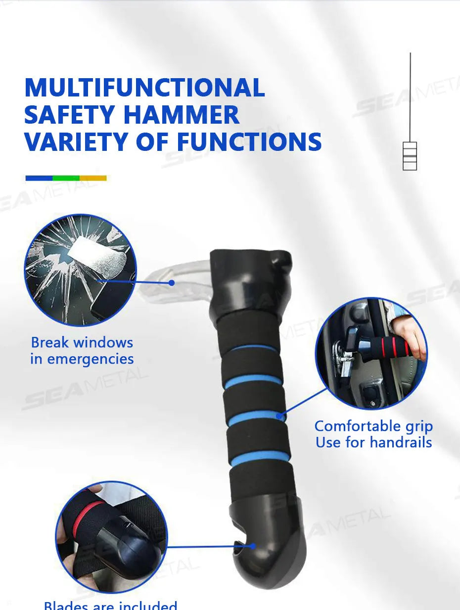 SEAMETAL Tragbarer Auto-Hilfsgriff für ältere Menschen, 180 kg belastbarer 3-in-1-Autogriff/Notfallhammer ‌   Rutschfest, kratzfrei