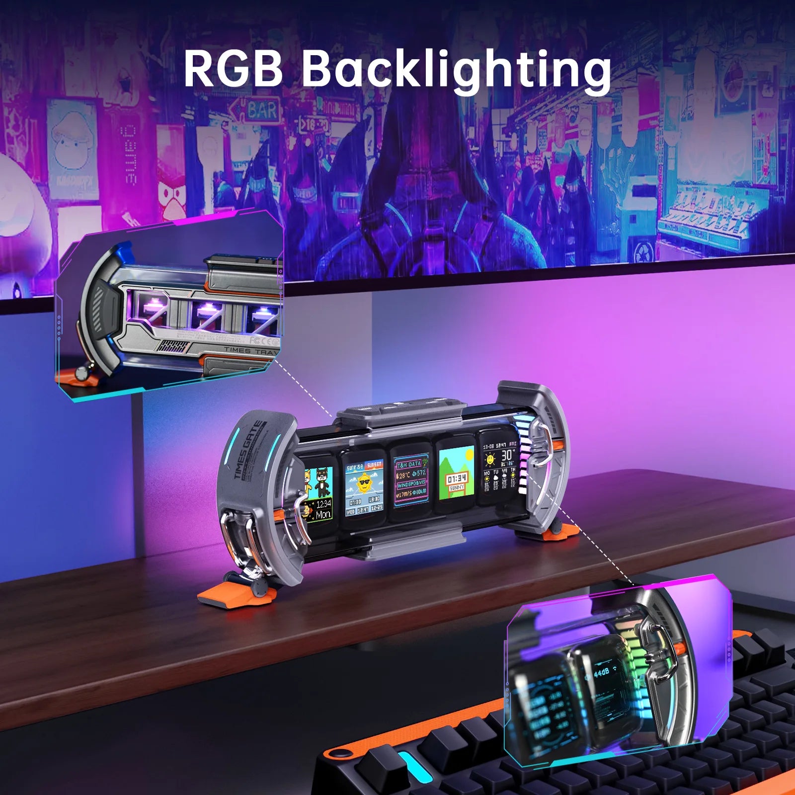 Divoom Times Gate-Cyberpunk-Gaming-Setup-Digitaluhr mit intelligenter App-Steuerung
