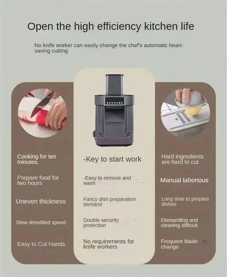 Kommerzielle Gemüseschneidemaschine, automatischer Gemüse-Karotten-Kartoffel-Zerkleinerer, Scheibenzerkleinerer und gewürfelter, schneid schnell Gemüse