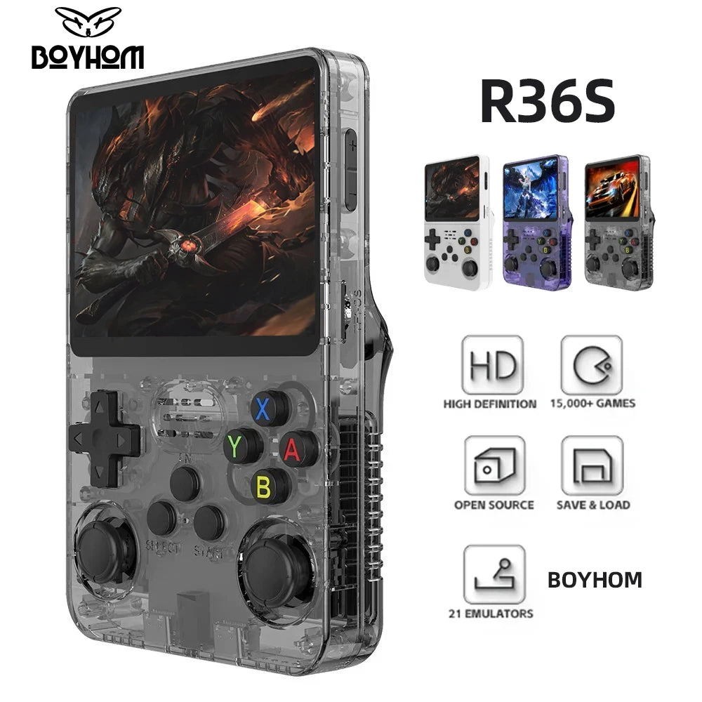 128G R36S Retro Handheld Videospielkonsole, Linux System, 3,5 Zoll IPS Bildschirm R35s Pro, Tragbarer Taschenvideoplayer, 64GB Spiele