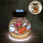 YO CHO Nachahmung Sand Micro Meer Welt Nacht Lichter Micro Landschaft Tier LED Licht Valentines Geburtstag Geschenk Seaworld Nachtlicht