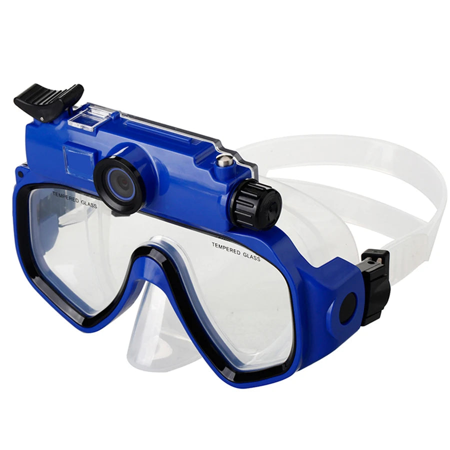 Winait WT-RD34 Unterwasser-Tauchmasken-Kamera – 5MP CMOS, HD 720P, 72° Weitwinkel, 80 Min. Aufnahme | MicroSD bis 32GB | Blau & Gelb