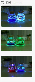 YO CHO Nachahmung Sand Micro Meer Welt Nacht Lichter Micro Landschaft Tier LED Licht Valentines Geburtstag Geschenk Seaworld Nachtlicht
